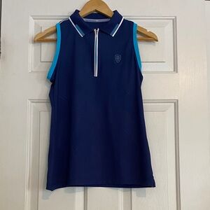 Peter Millar like new size Small Sleeveless Navy Polo Shirt with Blue Accents